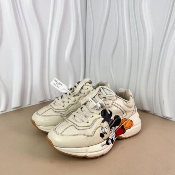 Gucci X Disney Mickey Mouse Leather Sneakers Cream